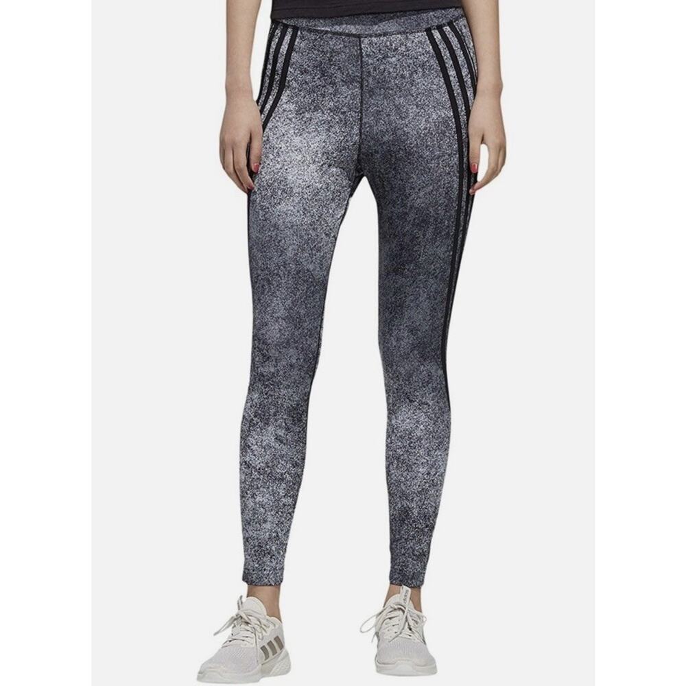 Adidas 3 Stripe Aeroready 7/8 Athletic Leggings Grey Black Size Small Womens